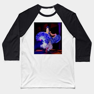 Flamenco in Blue Baseball T-Shirt